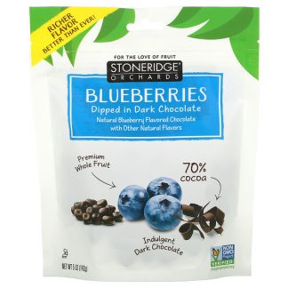 Stoneridge Orchards, Blueberries, Dipped in Dark Chocolate, 70% Cocoa, 5 oz (142 g)