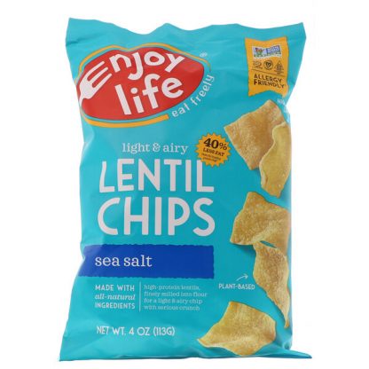 Enjoy Life Foods, Light & Airy Lentil Chips, Sea Salt, 4 oz (113 g)