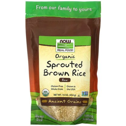 NOW Foods, Real Food, Organic Sprouted Brown Rice, Raw, 16 oz (454 g)