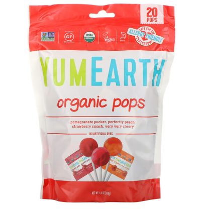 YumEarth, Organic Pops, Assorted Flavors, 20 Pops, 4.2 oz (119.1 g)