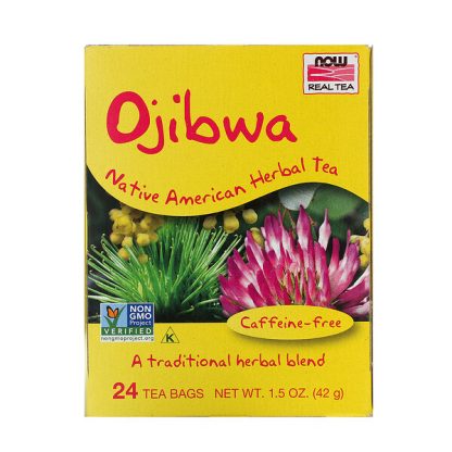 NOW Foods, Real Tea, Ojibwa, Caffeine-Free, 24 Tea Bags, 1.5 oz (42 g)