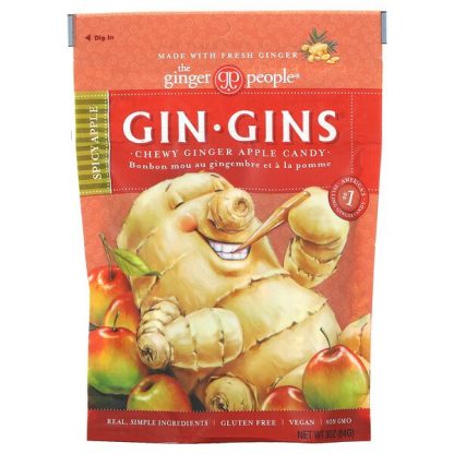 The Ginger People, Gin·Gins, Chewy Ginger Apple Candy, Spicy Apple, 3 oz (84 g)