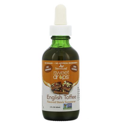 Wisdom Natural, SweetLeaf, Sweet Drops Stevia Sweetener, English Toffee, 2 fl oz (60 ml)