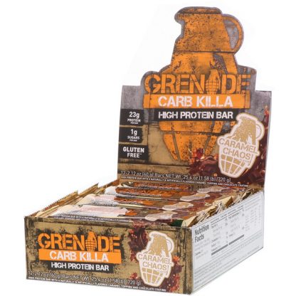 Grenade, Carb Killa, High Protein Bar, Caramel Chaos, 12 Bars, 2.12 oz (60 g) Each