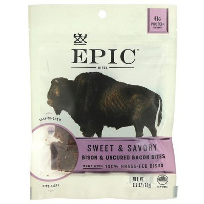 Epic Bar, Bites, Bison & Uncured Bacon, Sweet & Savory, 2.5 oz (70 g)