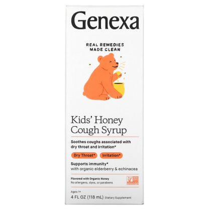 Genexa, Kid's Honey Cough Syrup, Ages 1+, Organic Honey, 4 fl oz (118 ml)