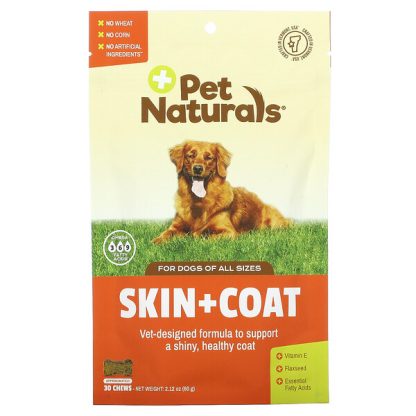 Pet Naturals of Vermont, Skin + Coat, For Dogs, All Sizes, 30 Chews, 2.12 oz (60 g)