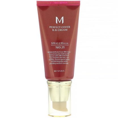 Missha, M Perfect Cover B.B Cream, SPF 42 PA+++, No. 21 Light Beige, 1.7 oz (50 ml)