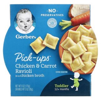 Gerber, Pick-Ups, Chicken & Carrot Ravioli in a Chicken Broth, 12+ Months, 6 oz (170 g)