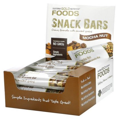 California Gold Nutrition, FOODS, Mocha Nut Chewy Granola Bars, 12 Bars, 1.4 oz (40 g) Each