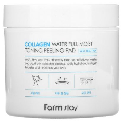 Farmstay, Collagen Water Full Moist Toning Peeling Pad, 70 Pads