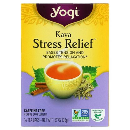 Yogi Tea, Kava Stress Relief, Caffeine Free, 16 Tea Bags, 1.27 oz (36 g)