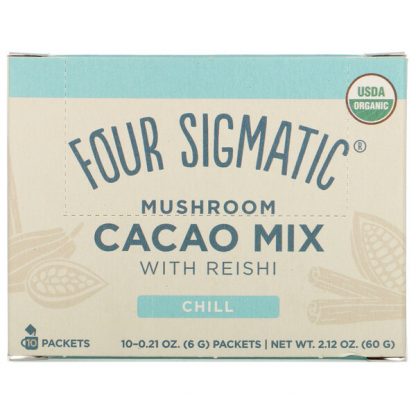 Four Sigmatic, Mushroom Cacao Mix with Reishi, 10 Packets, 0.21 oz (6 g) Each