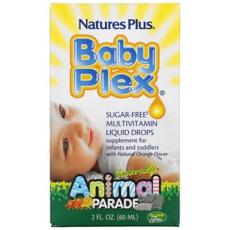 Nature's Plus, Source of Life, Animal Parade, Baby Plex, Sugar Free Multivitamin Liquid Drops, Natural Orange Flavor, 2 fl oz (60 ml)