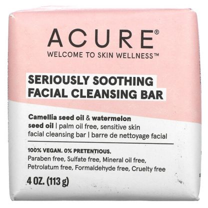 Acure, Seriously Soothing, Facial Cleansing Bar, 4 oz (113 g)