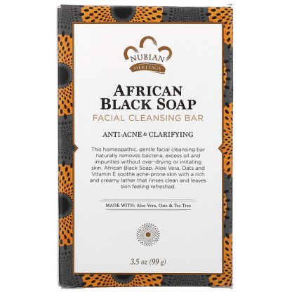 Nubian Heritage, African Black Soap, Facial Cleansing Bar, 3.5 oz (99 g)