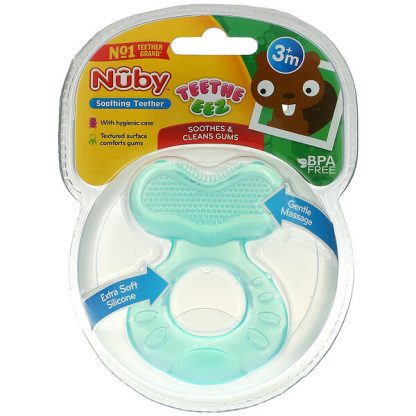 Nuby, Soothing Teether, Teeth Eez, 3+ Months, Aqua, 2 Piece Set