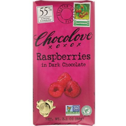 Chocolove, Raspberries in Dark Chocolate, 55% Cocoa, 3.1 oz (88 g)