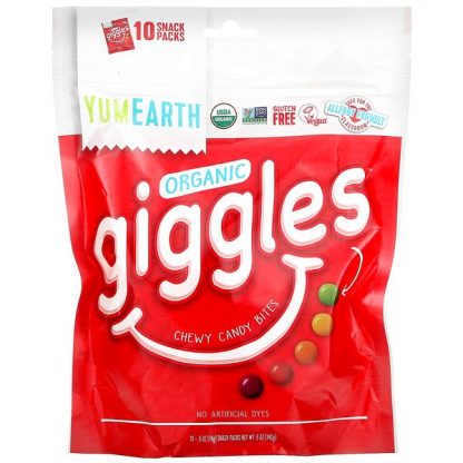 YumEarth, Organic Giggles, 10 Snack Packs, .5 oz (14 g) Each