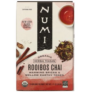 Numi Tea, Organic Herbal Teasan, Rooibos Chai, Caffeine Free, 18 Tea Bags, 1.71 oz (48.6 g)