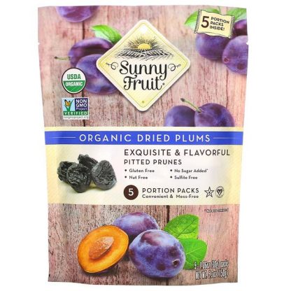 Sunny Fruit, Organic Dried Plums, 5 Portion Packs, 1.06 oz (30 g) Each