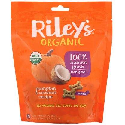 Riley's Organics, Dog Treats, Small Bone, Pumpkin & Coconut Recipe, 5 oz (142 g)