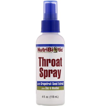 NutriBiotic, Throat Spray with Grapefruit Seed Extract plus Zinc & Menthol, 4 fl oz (118 ml)