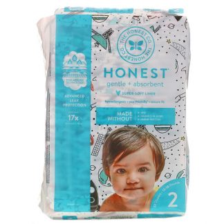 The Honest Company, Honest Diapers, Super-Soft Liner, Size 2, Space Travel, 12-18 Pounds, 32 Diapers