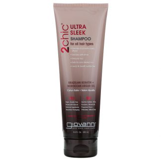 Giovanni, 2chic, Ultra Sleek Shampoo, For All Hair Types, Brazilian Keratin + Moroccan Argan Oil, 8.5 fl oz (250 ml)