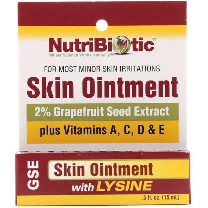 NutriBiotic, Skin Ointment, 2% Grapefruit Seed Extract with Lysine, .5 fl oz (15 ml)