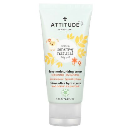 ATTITUDE, Baby, Deep Moisturizing Cream, Unscented, 2.5 fl oz (75 ml)