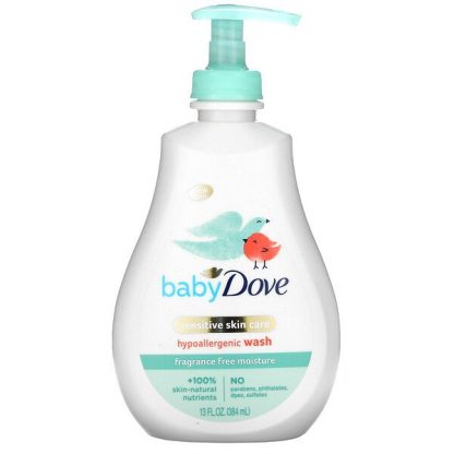 Dove, Baby, Sensitive Skin Care, Hypoallergenic Wash, Fragrance Free, 13 fl oz (384 ml)