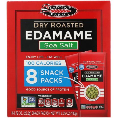 Seapoint Farms, Dry Roasted Edamame, Sea Salt, 8 Snack Packs, 0.79 oz (22.5 g) Each