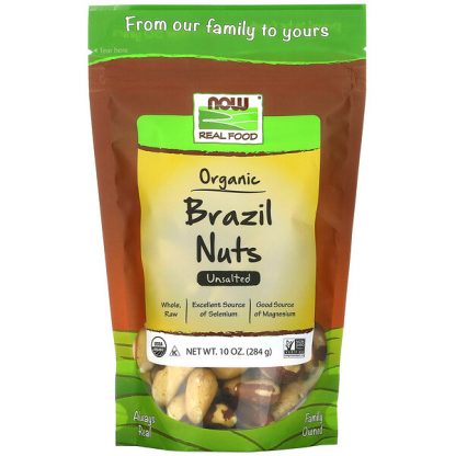 NOW Foods, Real Food, Organic Brazil Nuts, Unsalted, 10 oz (284 g)