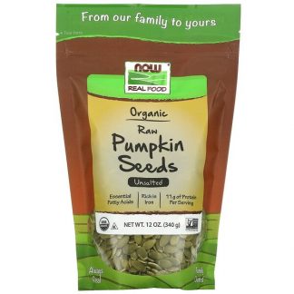 NOW Foods, Organic, Raw Pumpkin Seeds, Unsalted, 12 oz (340 g)