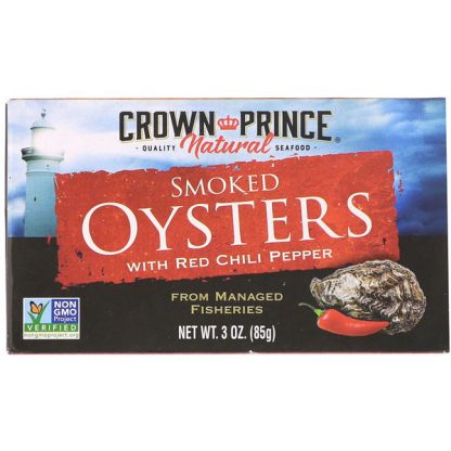 Crown Prince Natural, Smoked Oysters, with Red Chili Pepper, 3 oz (85 g)