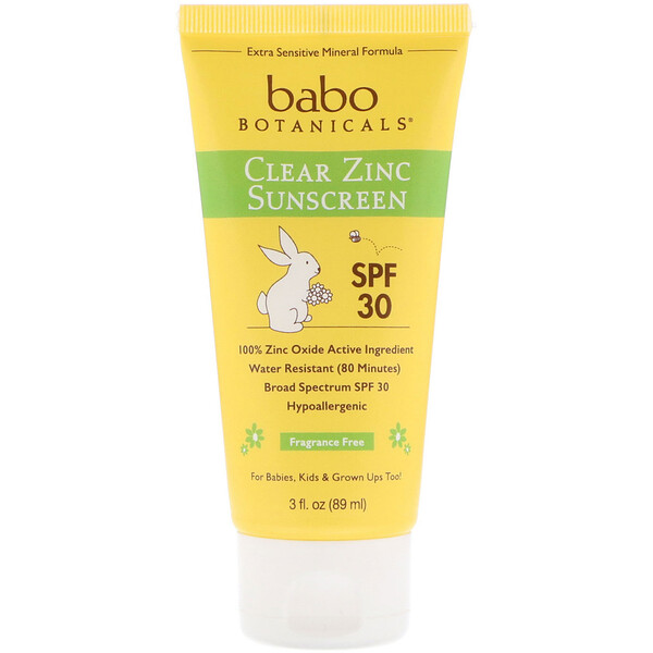 Babo Botanicals, Clear Zinc Sunscreen, SPF 30, Fragrance Free, 3 fl oz (89  ml)Singapore