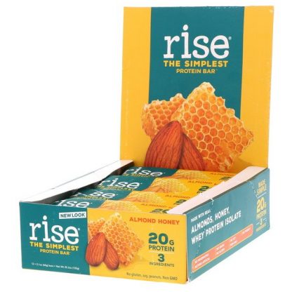 Rise Bar, THE SIMPLEST PROTEIN BAR, Almond Honey, 12 Bars, 2.1 oz (60 g) Each