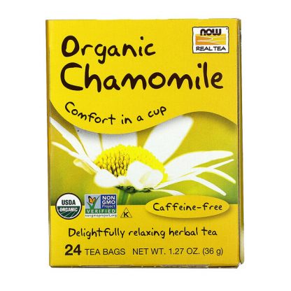 NOW Foods, Organic Real Tea, Chamomile, Caffeine Free, 24 Tea Bags, 1.5 g Each