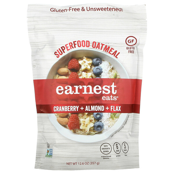 Earnest Eats, Superfood Oatmeal, Cranberry + Almond + Flax, 12.6 oz ...