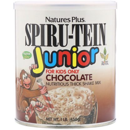 NaturesPlus, Spiru-Tein Junior, Nutritious Thick Shake Mix, Chocolate, 1 lb (450 g)