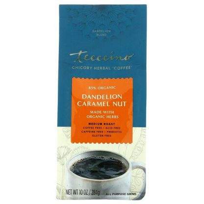 Teeccino, Chicory Herbal Coffee, Medium Roast, Dandelion Caramel Nut, Caffeine Free, 10 oz (284 g)