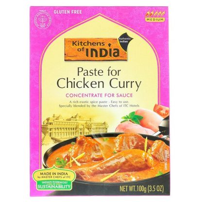 Kitchens of India, Paste For Chicken Curry, Concentrate For Sauce, Medium, 3.5 oz (100 g)