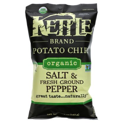 Kettle Foods, Organic Potato Chips, Salt and Fresh Ground Pepper, 5 oz (142 g)