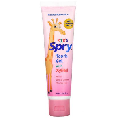 Xlear, Kid's Spry, Tooth Gel with Xylitol, 3 Months and Up, Natural Bubble Gum, 2.0 fl oz (60 ml)