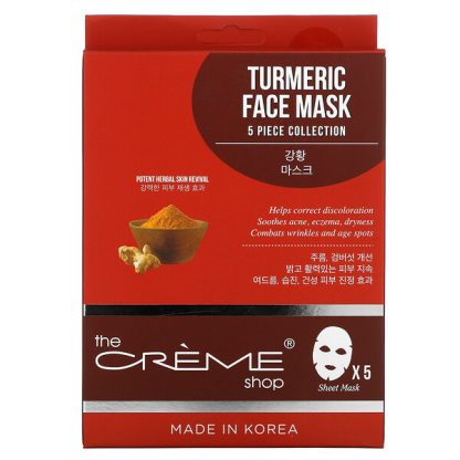 The Creme Shop, Turmeric Beauty Face Mask Pack, 5 Sheets, 4.41 oz (125 g)