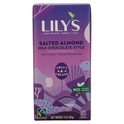 Lily's Sweets, 40% Cocoa Milk Chocolate Style, Salted Almond, 3 oz (85 g)