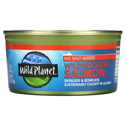 Wild Planet, Wild Sockeye Salmon, No Salt Added, 6 oz (170 g)