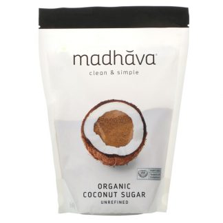 Madhava Natural Sweeteners, Organic Coconut Sugar, Unrefined, 1 lb (454 g)