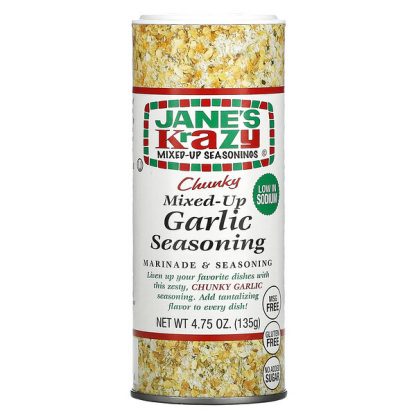 Jane's Krazy, Marinade & Seasoning, Chunky Mixed-Up Garlic Seasoning, 4.75 oz (135 g)